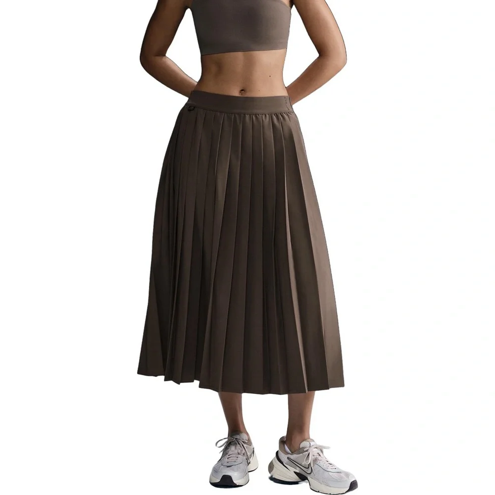 Nike Brown Midi Pleated Skirt 24.7 Perfect Stretch size small - Picture 1 of 8